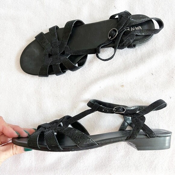 VANELi Womens Leather Multi-Strap Sandals Brandy Black 10.5 Comfort - Picture 7 of 12